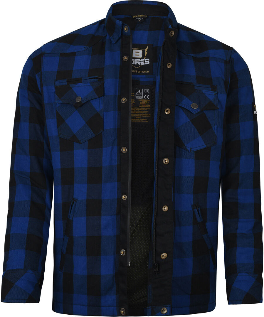 Bores Lumberjack Premium Camisa de moto - Negro Azul (2XL)