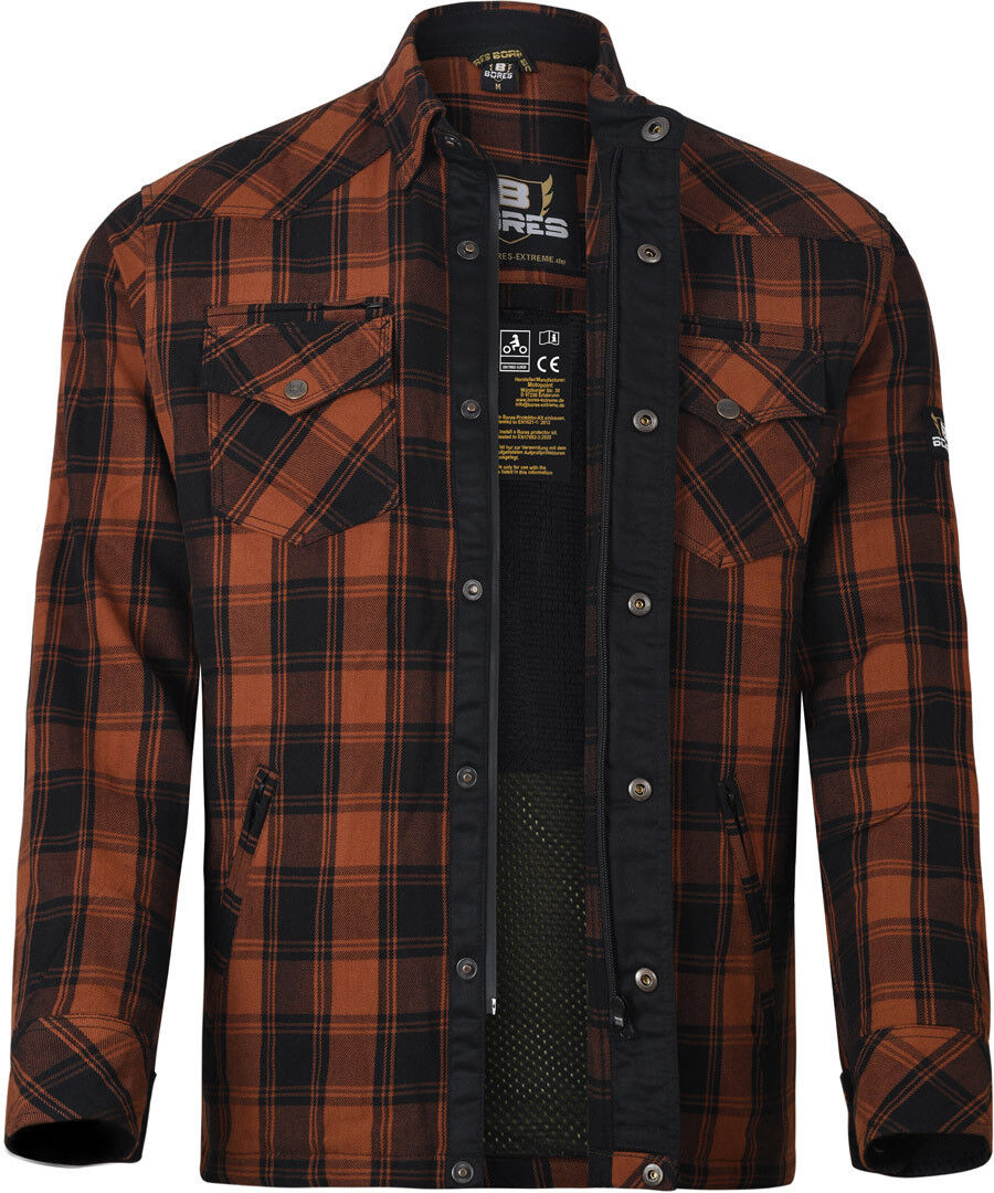 Bores Lumberjack Premium Camisa de moto - Negro Naranja (2XL)