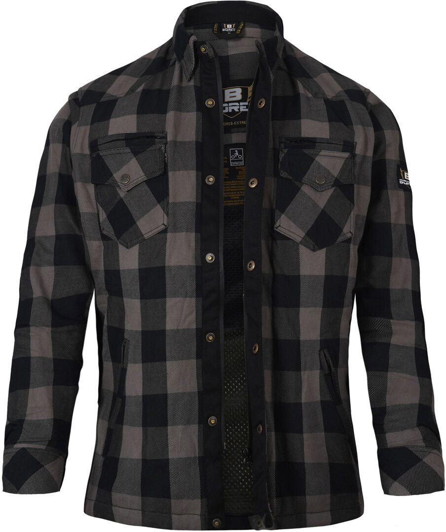 Bores Lumberjack Premium Camisa de moto para damas - Negro Gris (3XL)