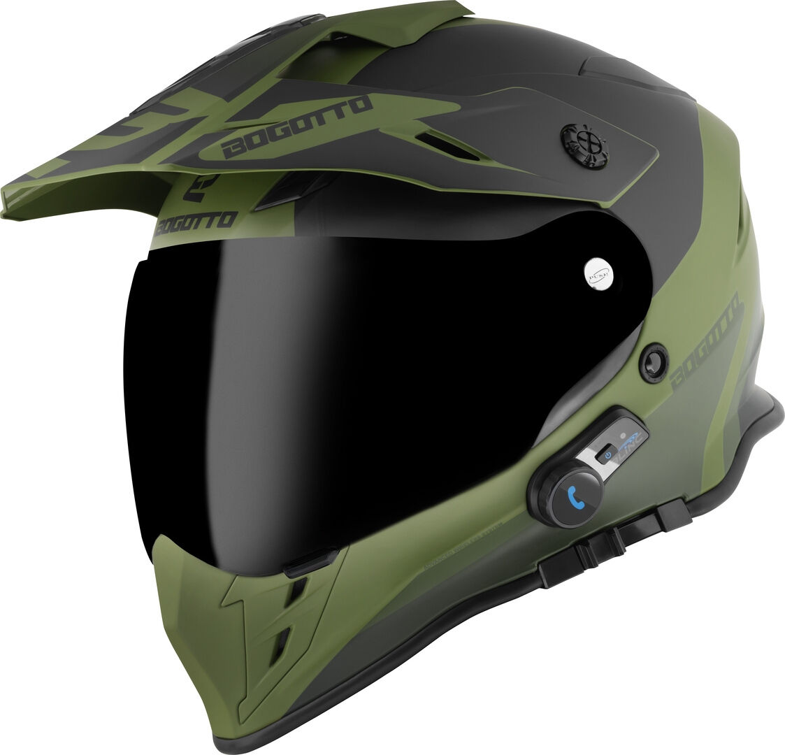 Bogotto H331 BT Tour EVO Bluetooth Casco de enduro - Negro Verde (XS)