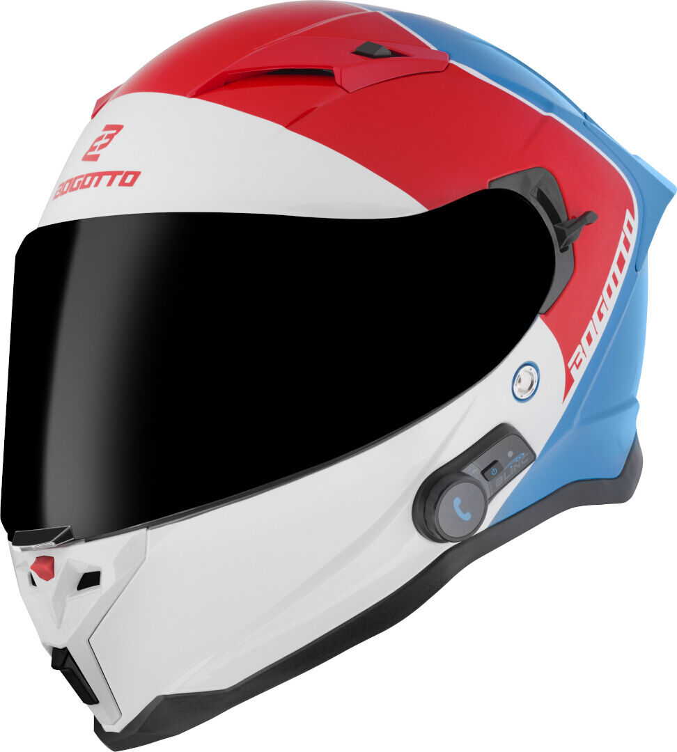 Bogotto H153 BT SPN Bluetooth Casco - Blanco Rojo Azul (XL)