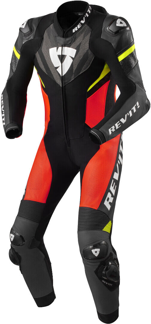 Revit Hyperspeed 2 Traje de cuero de motocicleta de 1 pieza - Negro Rojo (48)