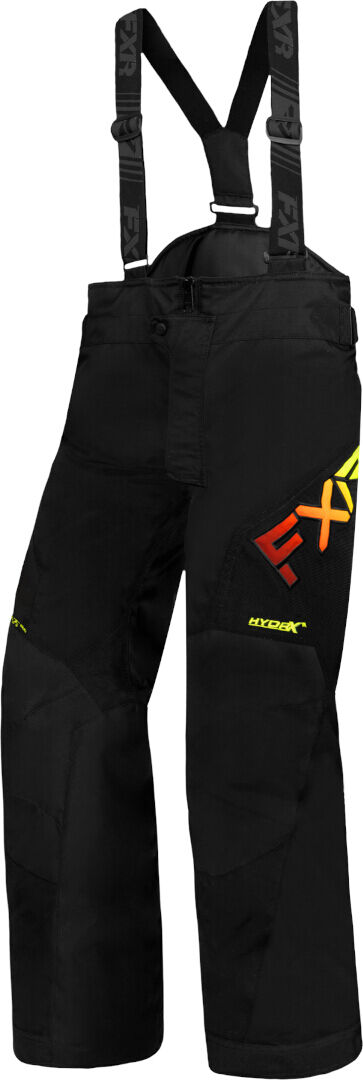 FXR Clutch 2023 Pantalones baberos para motos de nieve juveniles - Negro Rojo Amarillo (2XL 38)