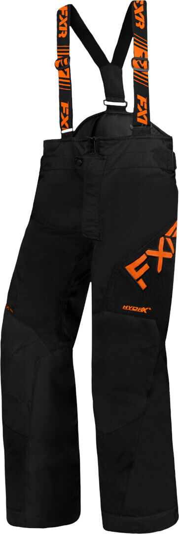 FXR Clutch 2023 Pantalones baberos para motos de nieve juveniles - Negro Naranja (2XL 3XL)