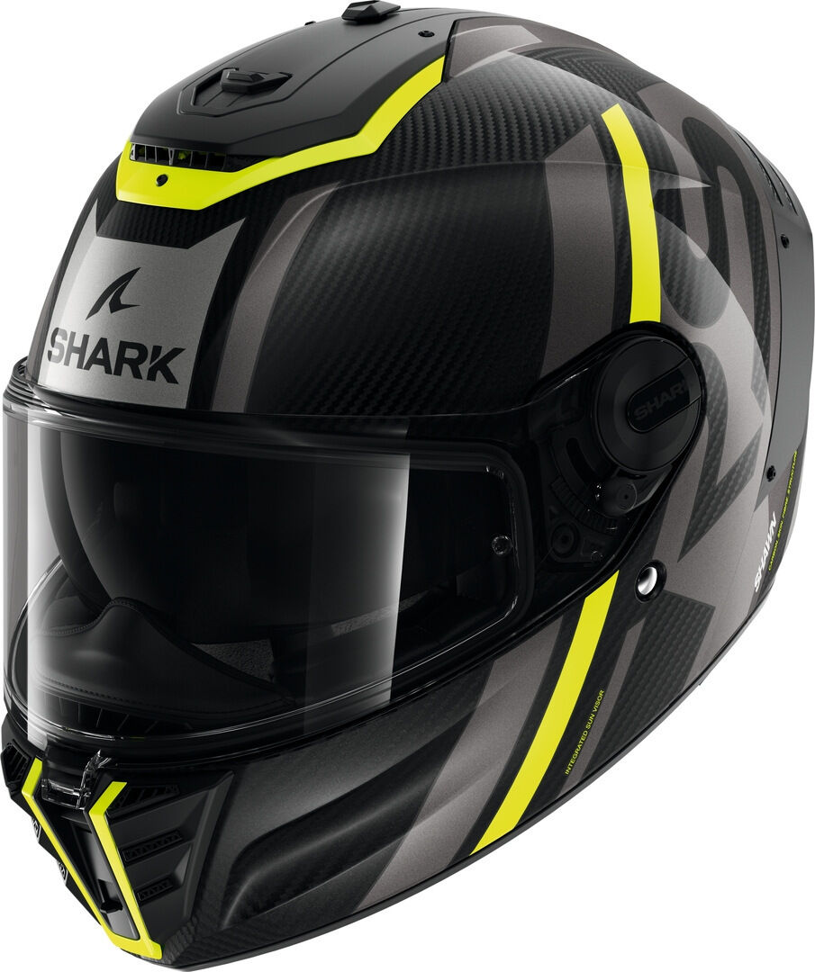 Shark Spartan RS Shawn Carbon Casco - Negro Gris Amarillo (XS)