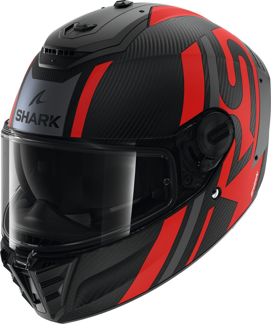 Shark Spartan RS Shawn Carbon Casco - Negro Rojo (L)