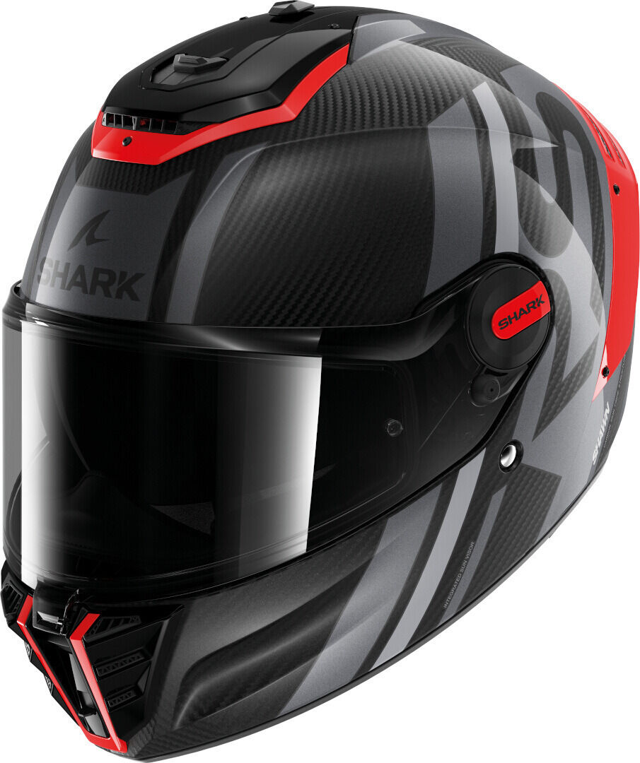 Shark Spartan RS Shawn Carbon Casco - Negro Rojo (M)