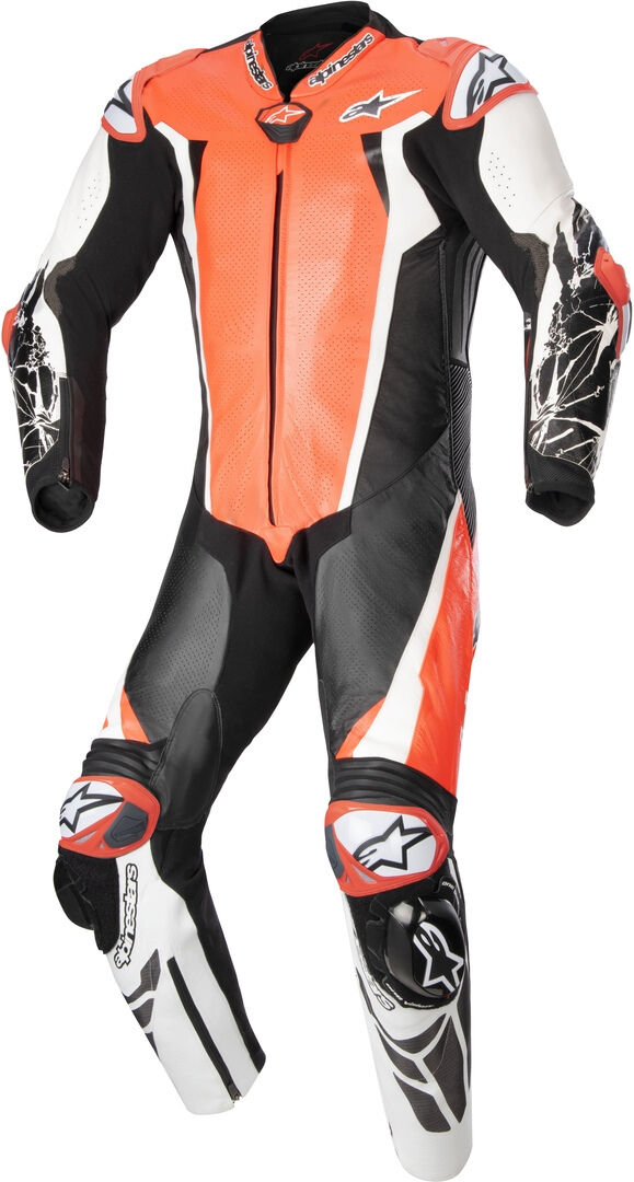 Alpinestars Absolute V2 Traje de cuero de motocicleta de una pieza - Negro Blanco Rojo (54)