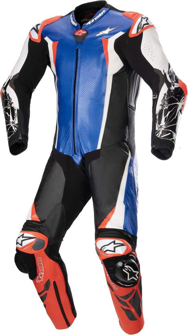 Alpinestars Absolute V2 Traje de cuero de motocicleta de una pieza - Negro Blanco Azul (56)