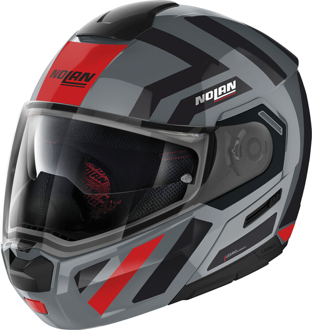 Nolan N90-3 Laneway N-Com Casco - Negro Gris Rojo