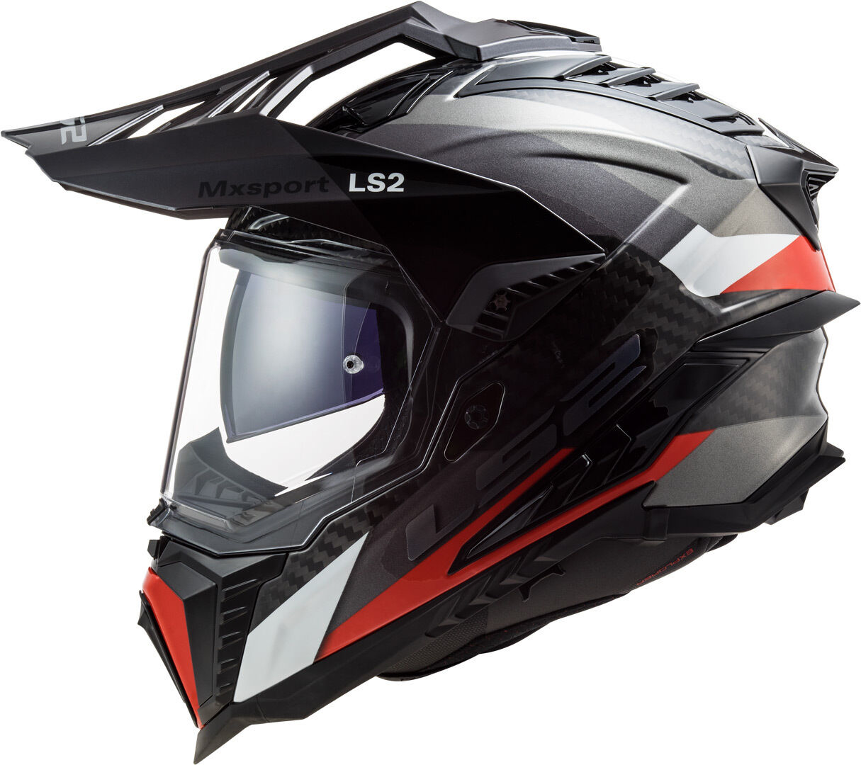 LS2 MX701 C Explorer Frontier G Casco de motocross - Negro Rojo (XL)