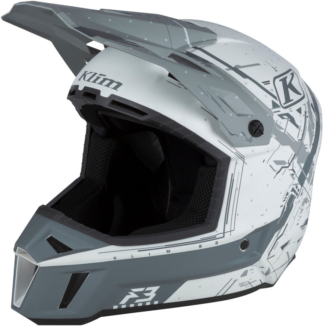 Klim F3 Recoil Casco de motocross - Gris Blanco (XL)