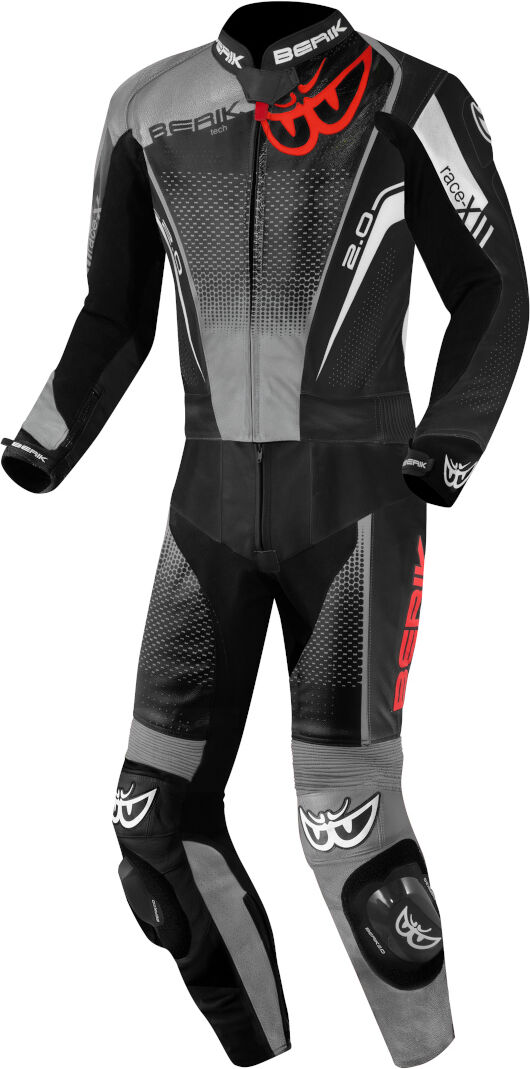 Berik XR-Ace Evo Traje de moto de cuero perforado de 2 piezas - Negro Gris (50)