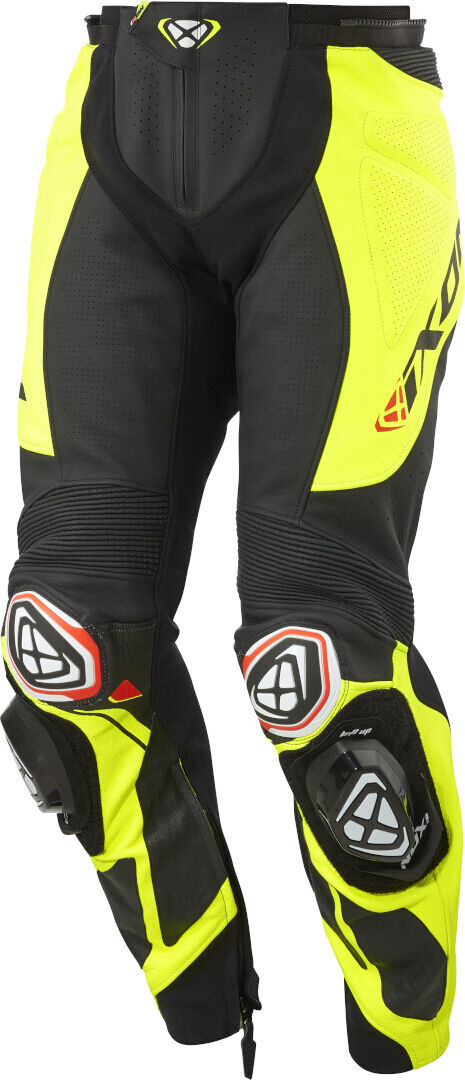 Ixon Vortex 3 Pantalones de cuero de motocicleta - Negro Amarillo (L)