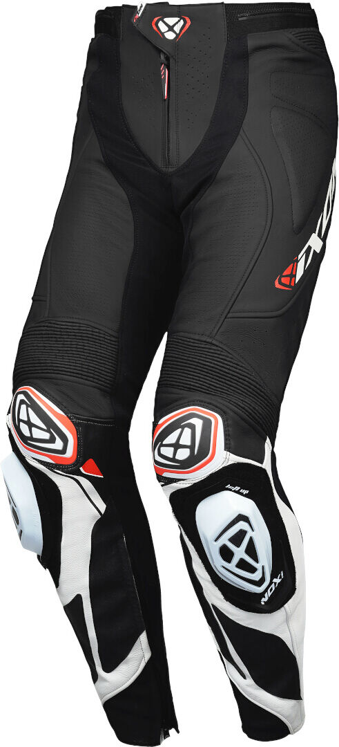 Ixon Vortex 3 Pantalones de cuero de motocicleta - Negro Blanco (XL)