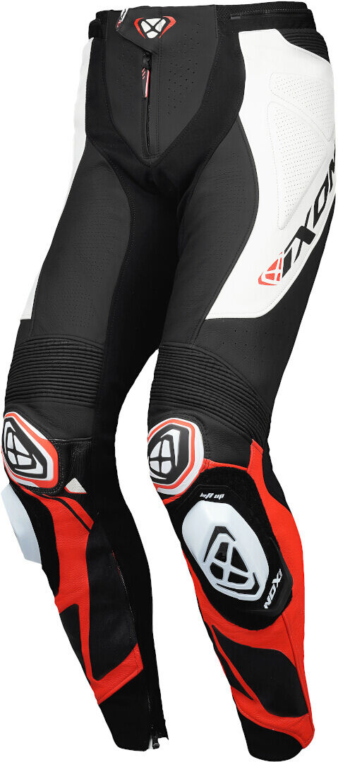 Ixon Vortex 3 Pantalones de cuero de motocicleta - Negro Blanco Rojo (3XL)