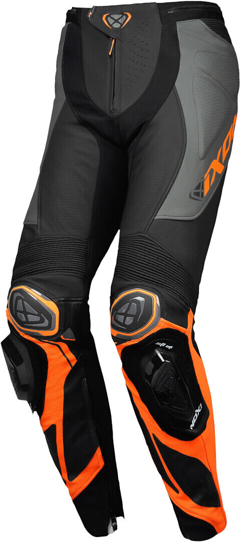 Ixon Vortex 3 Pantalones de cuero de motocicleta - Negro Naranja (2XL)