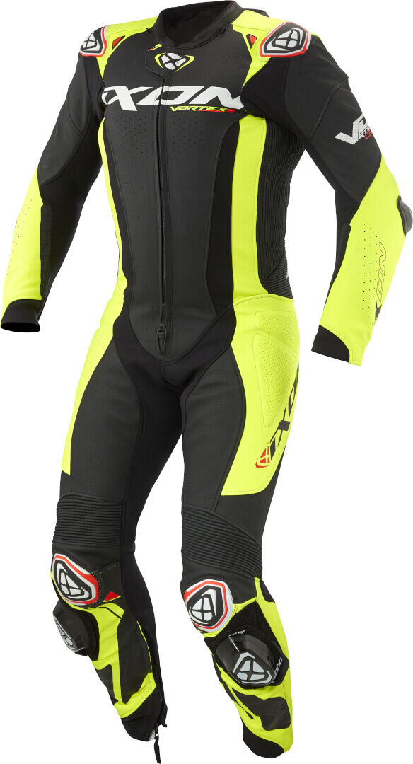 Ixon Vortex 3 Traje de cuero de moto de 1 pieza - Negro Amarillo (2XL)