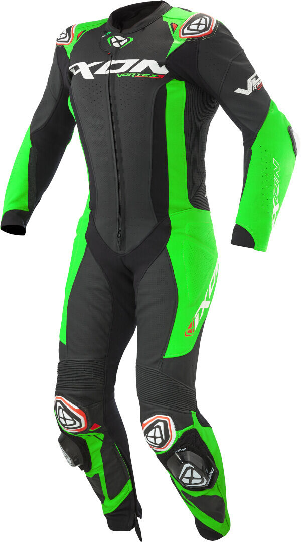 Ixon Vortex 3 Traje de cuero de moto de 1 pieza - Negro Verde (L)