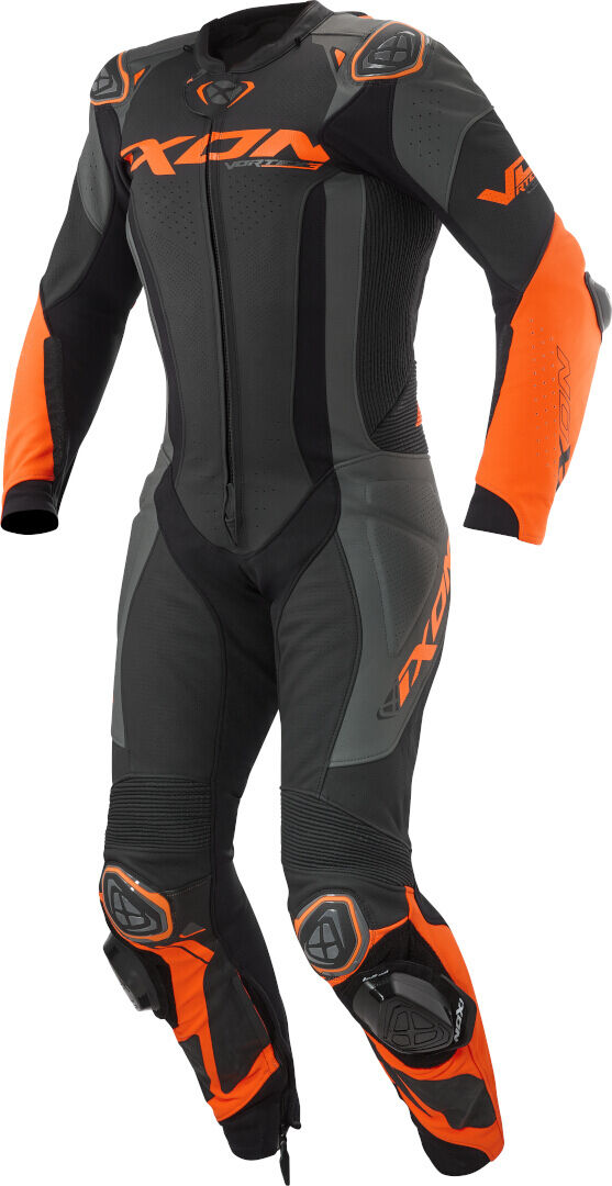 Ixon Vortex 3 Traje de cuero de moto de 1 pieza - Negro Gris Naranja (4XL)