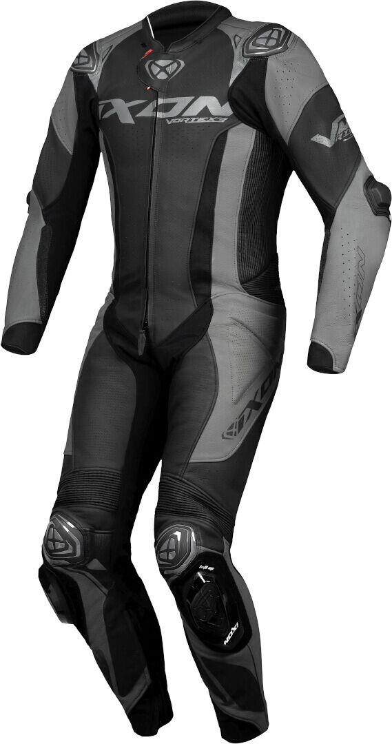 Ixon Vortex 3 Traje de cuero de moto de 1 pieza - Negro Gris (2XL)