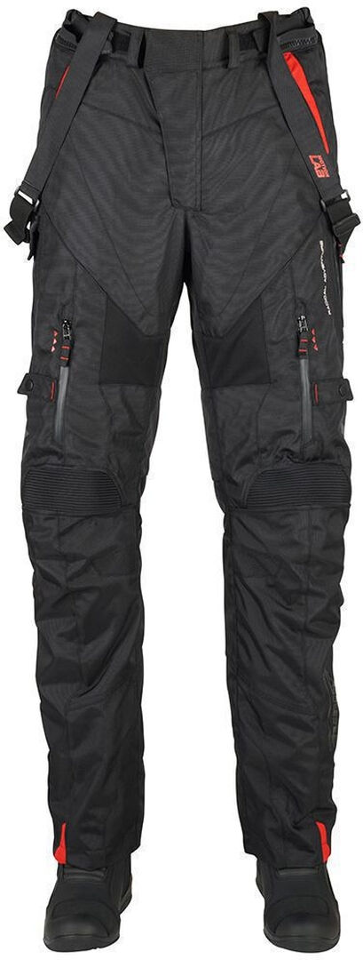 Furygan Gravity Pantalones textiles de motocicleta - Negro Rojo (L)