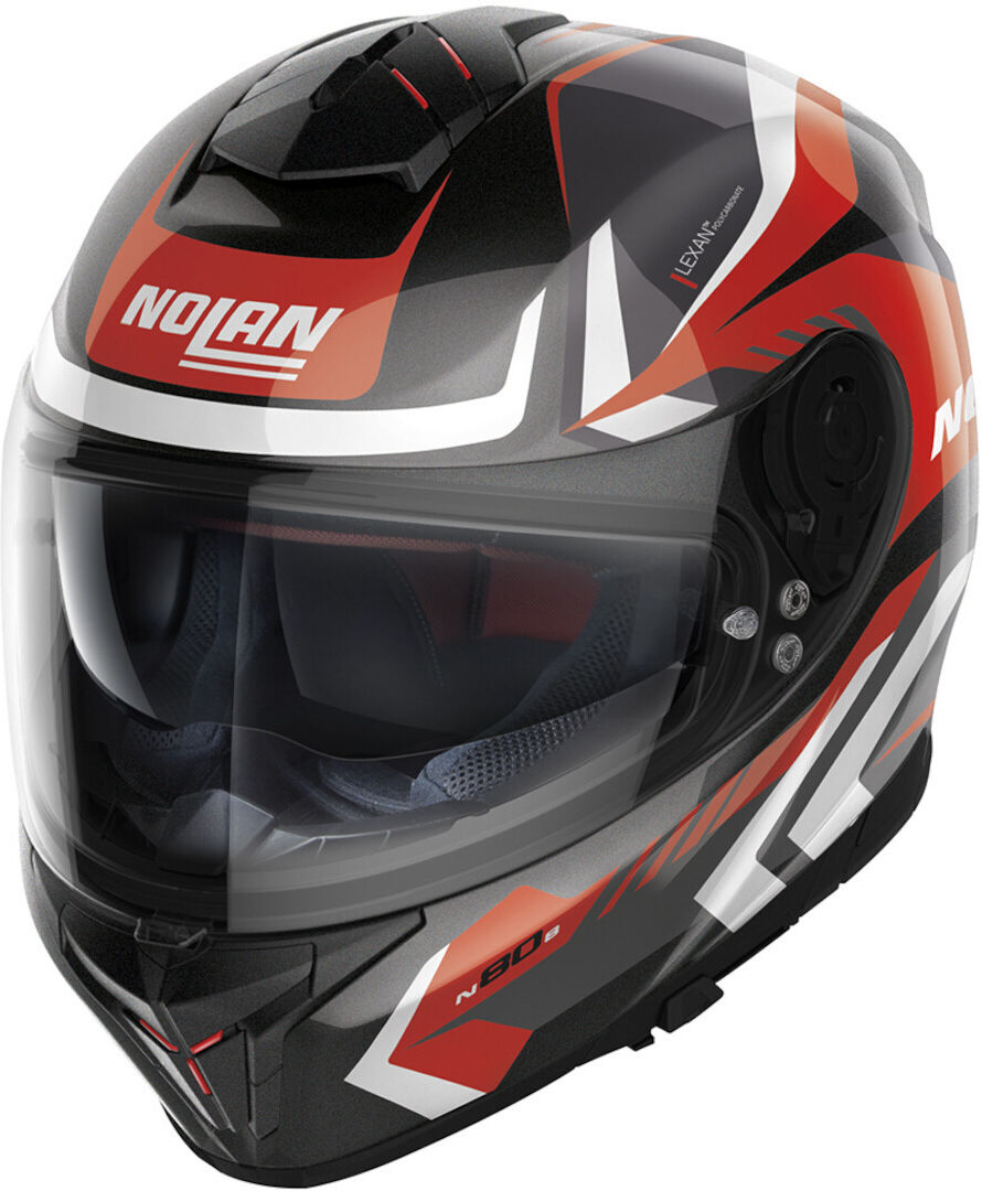 Nolan N80-8 Rumble N-Com Casco - Negro Blanco Rojo (2XL)