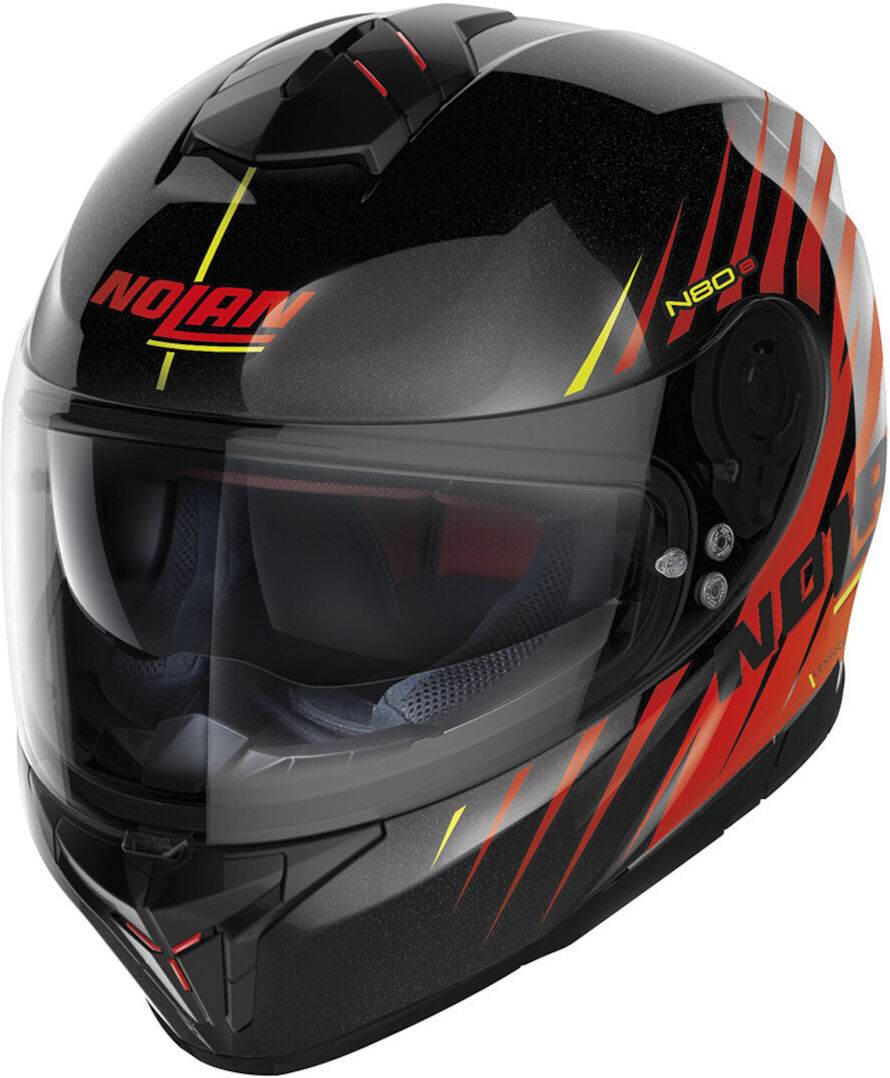 Nolan N80-8 Kosmos N-Com Casco - Negro Rojo (2XL)