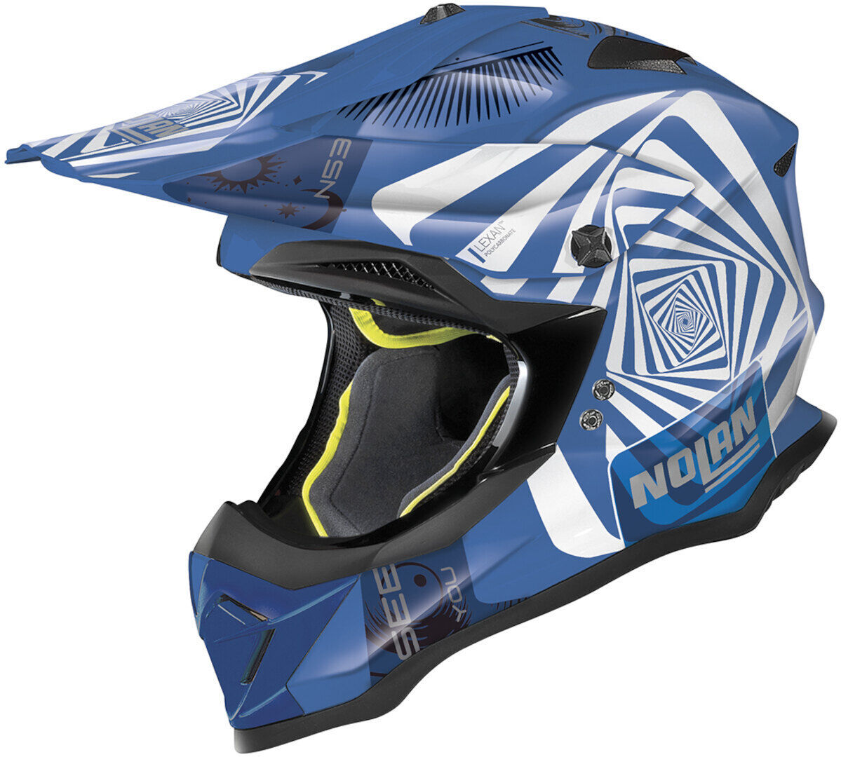 Nolan N53 Riddler Casco de motocross - Blanco Turquesa Azul (M)