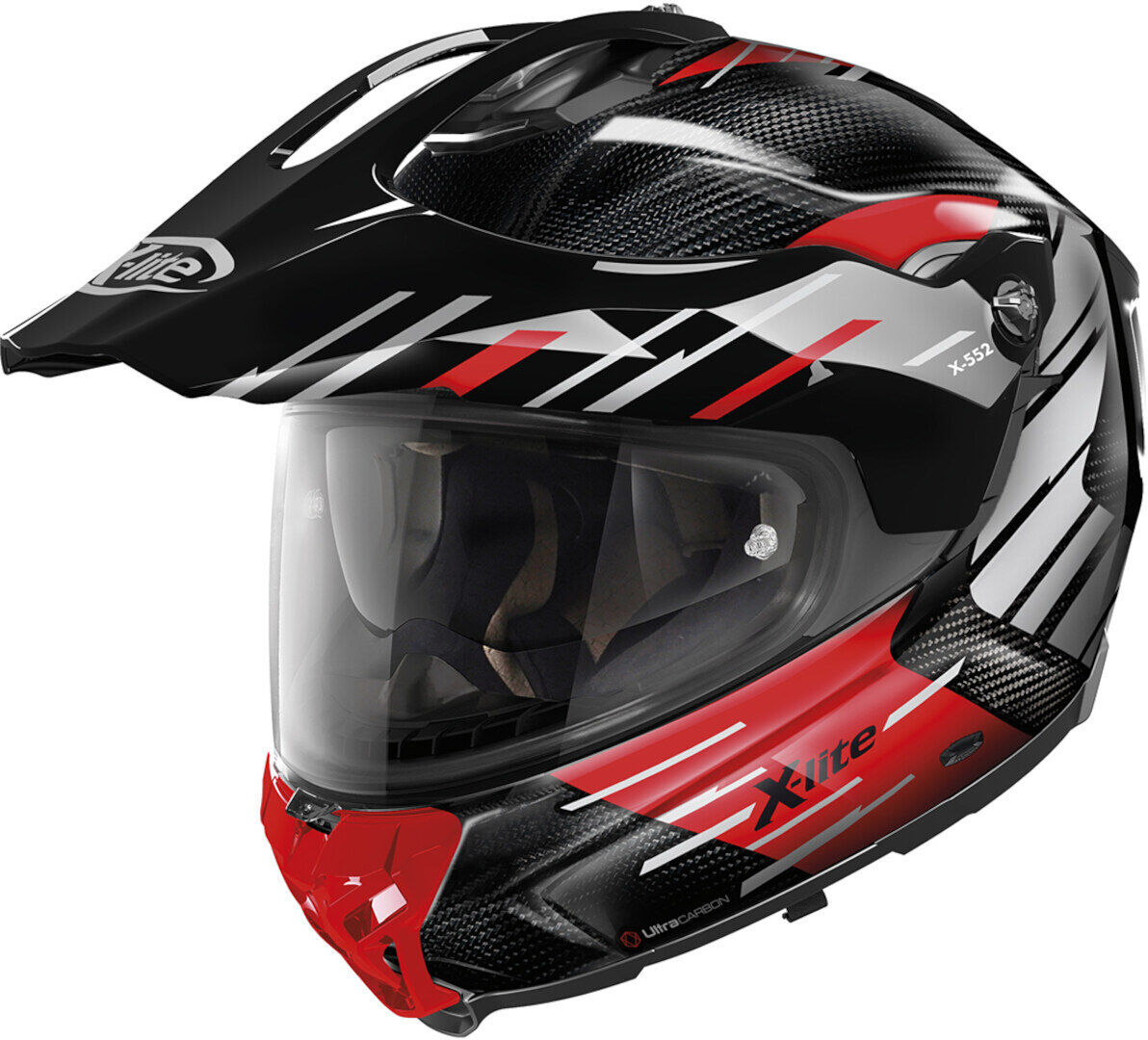 X-Lite X-552 Ultra Carbon Waypoint N-Com Casco - Negro Gris Rojo (L)