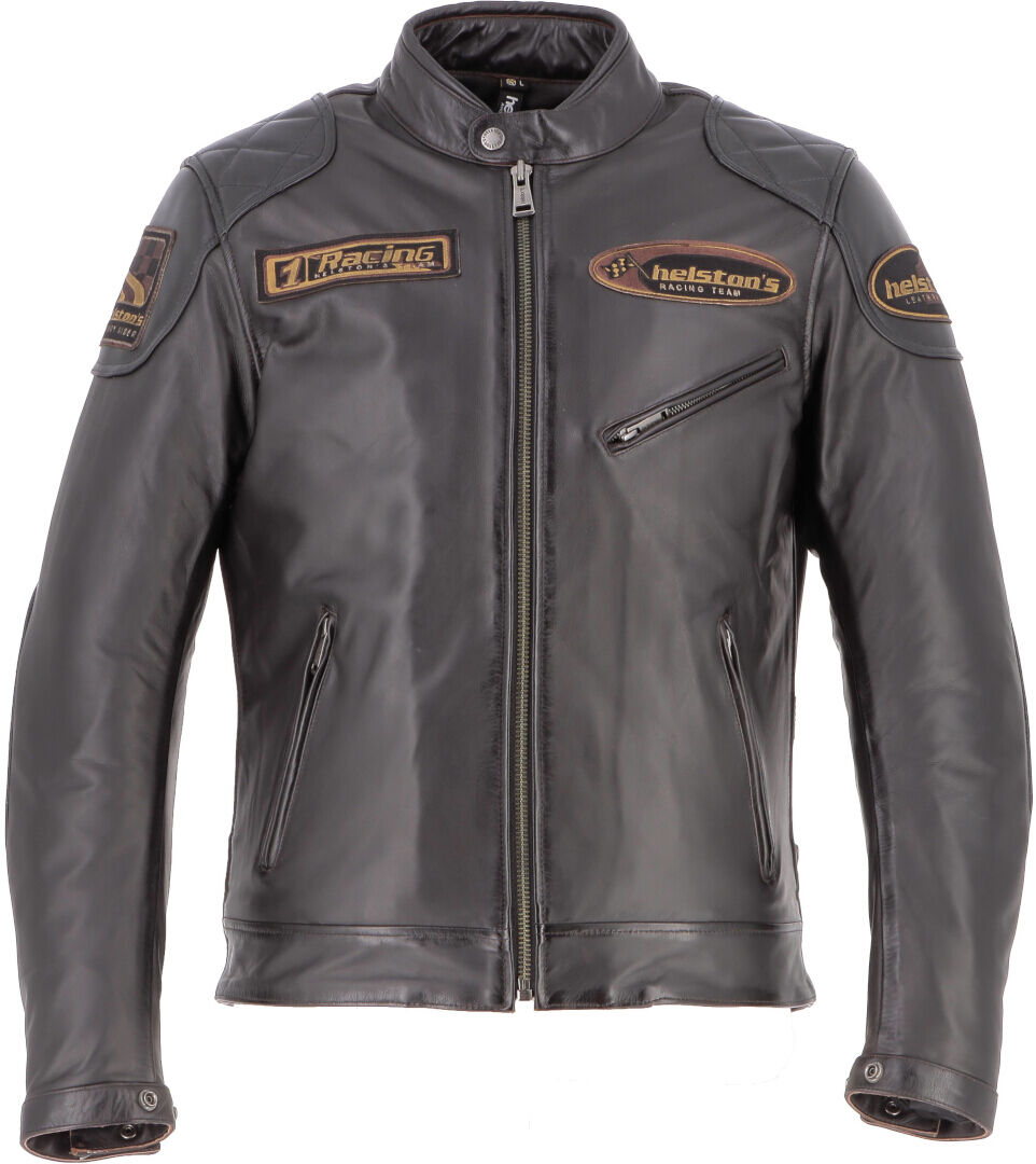 Helstons Trevor Chaqueta de cuero de motocicleta - Negro Marrón (2XL)