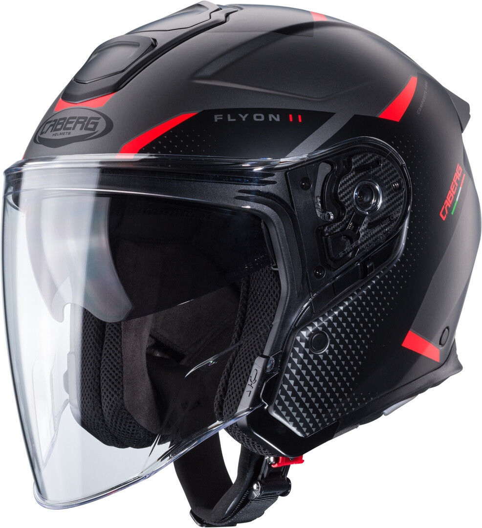 Caberg Flyon II Boss Casco Jet - Negro Gris Rojo (XS)