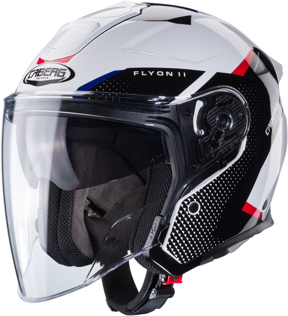 Caberg Flyon II Boss Casco Jet - Negro Blanco Rojo (XL)