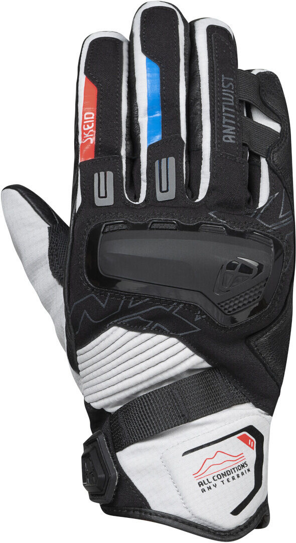 Ixon MS Skeid Guantes de motocicleta - Negro Gris Rojo (2XL)