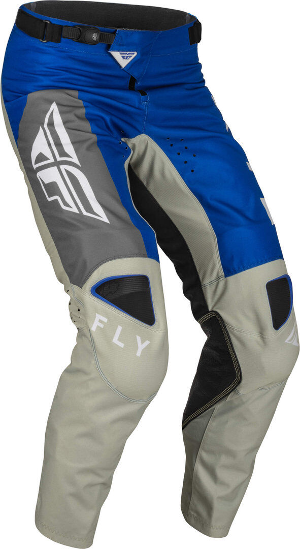 FLY Racing Kinetic Jet Pantalones de motocross - Gris Blanco Azul (38)