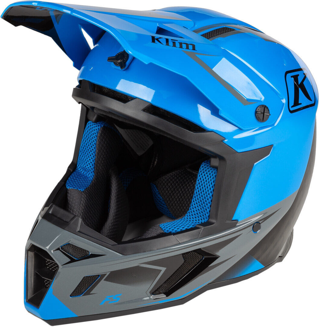 Klim F5 Legion Casco de motocross - Negro Gris Azul (2XL)