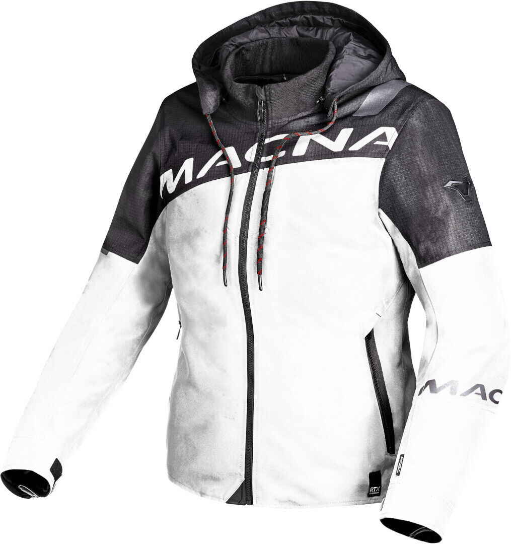 Macna Racoon impermeable Chaqueta textil de motocicleta para mujer - Negro Gris (2XL)