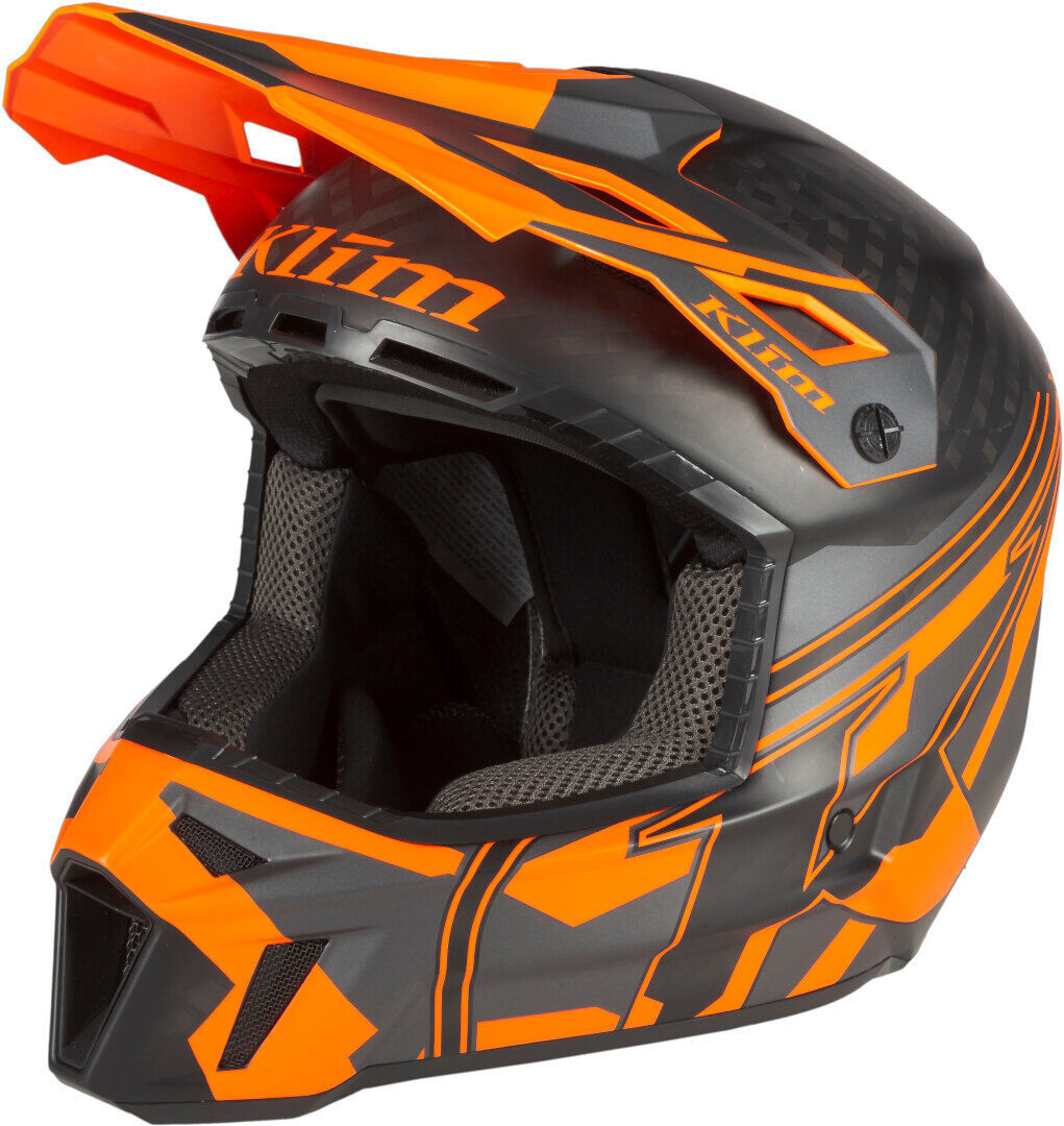 Klim F3 Carbon Pro Ascent Casco de moto de nieve - Negro Naranja (XL)