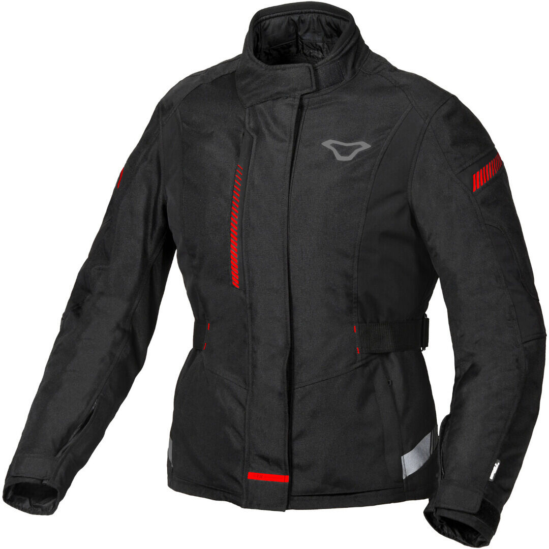 Macna Nivala impermeable Chaqueta textil de motocicleta para mujer - Negro Rojo (L)