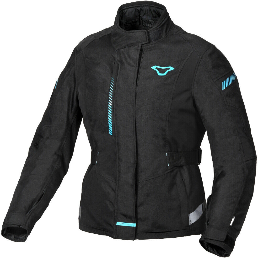 Macna Nivala impermeable Chaqueta textil de motocicleta para mujer - Negro Azul (S)