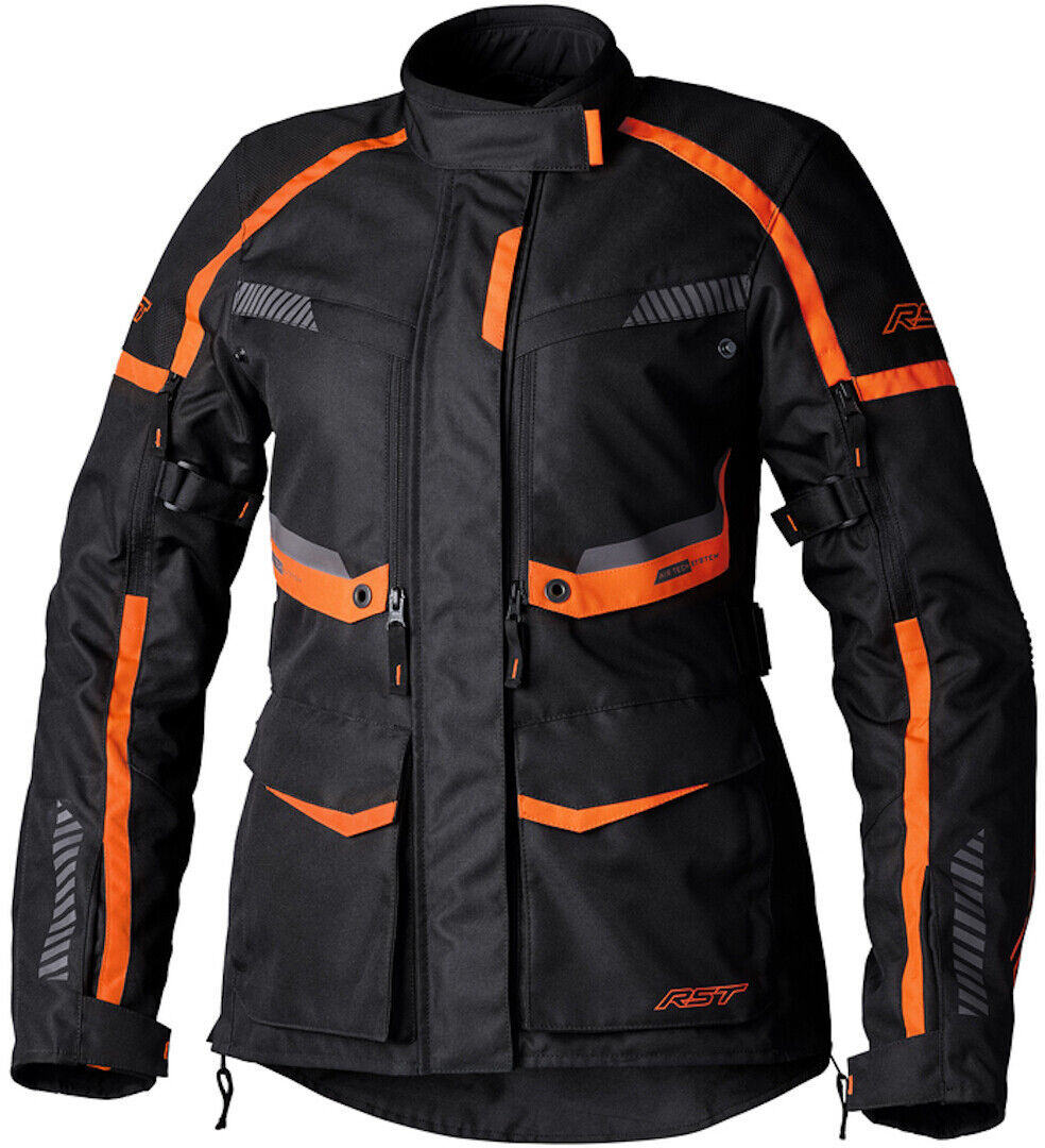 RST Maverick Evo Chaqueta textil de motocicleta para damas - Negro Naranja (XS)