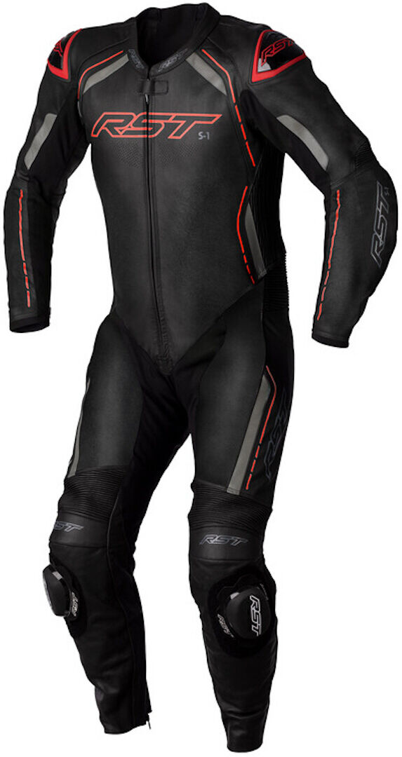 RST S1 Traje de cuero de motocicleta de 1 pieza - Negro Gris Rojo (XL)