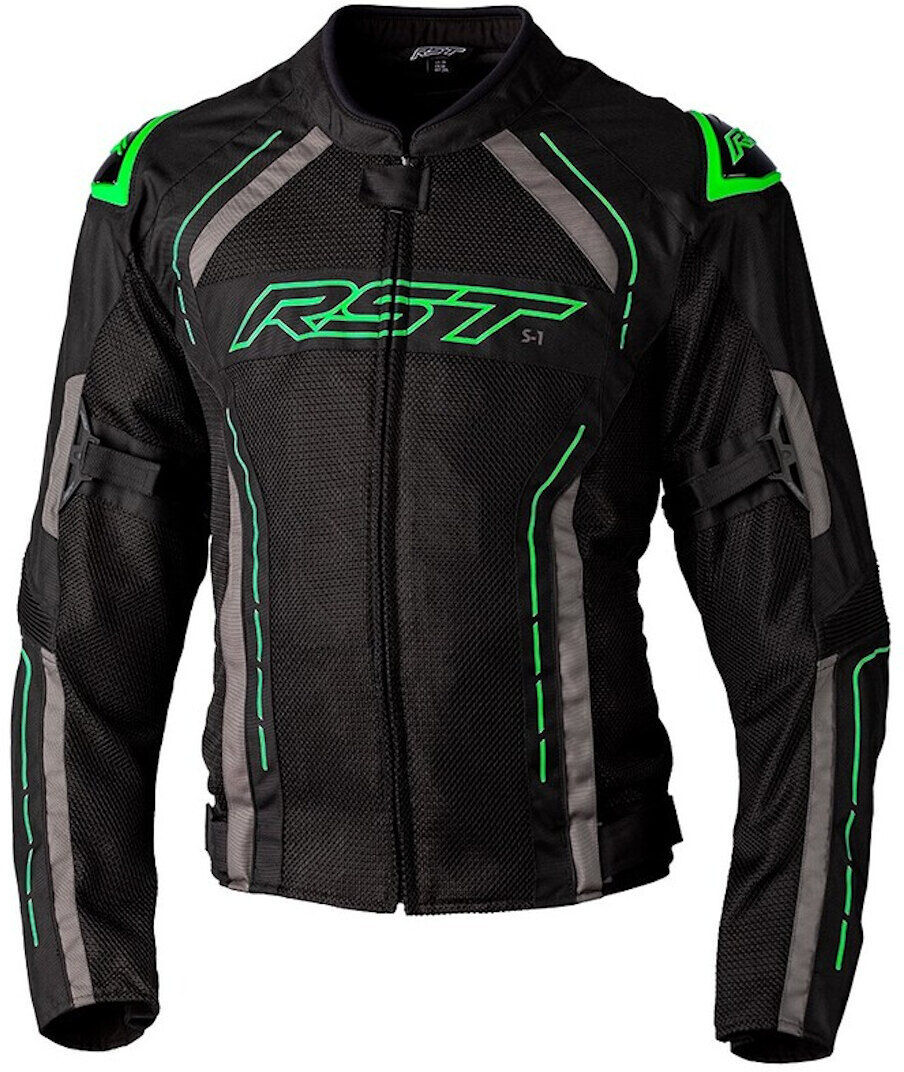 RST S1 Mesh Chaqueta textil de motocicleta - Negro Verde (XL)