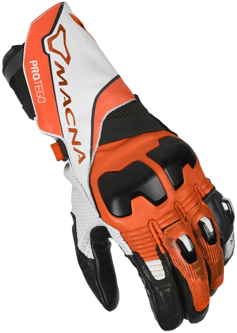 Macna Protego Guantes de motocicleta - Negro Blanco Naranja (2XL)