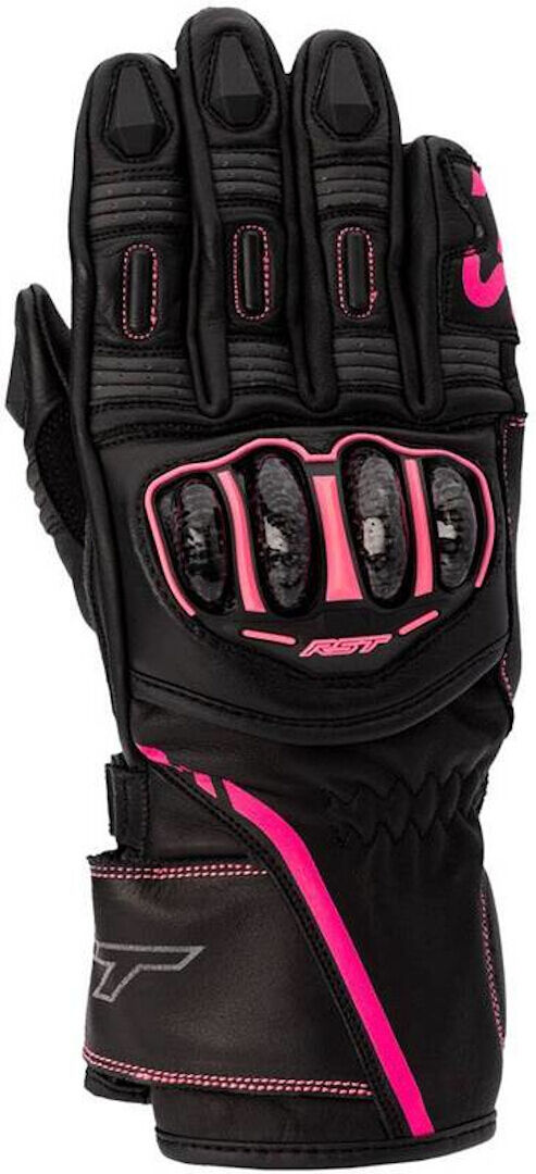 RST S1 Guantes de moto para mujer - Negro Rosa (L)