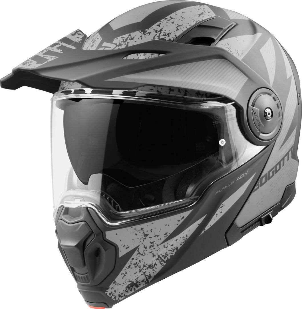 Bogotto FG-102 Safari Casco de fibra de vidrio Enduro / Flip-Up - Negro Gris (2XL)