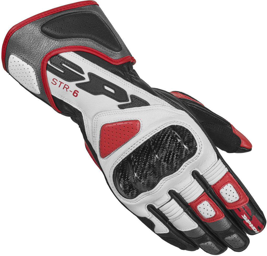 Spidi STR-6 Guantes de motocicleta - Negro Blanco Rojo (L)