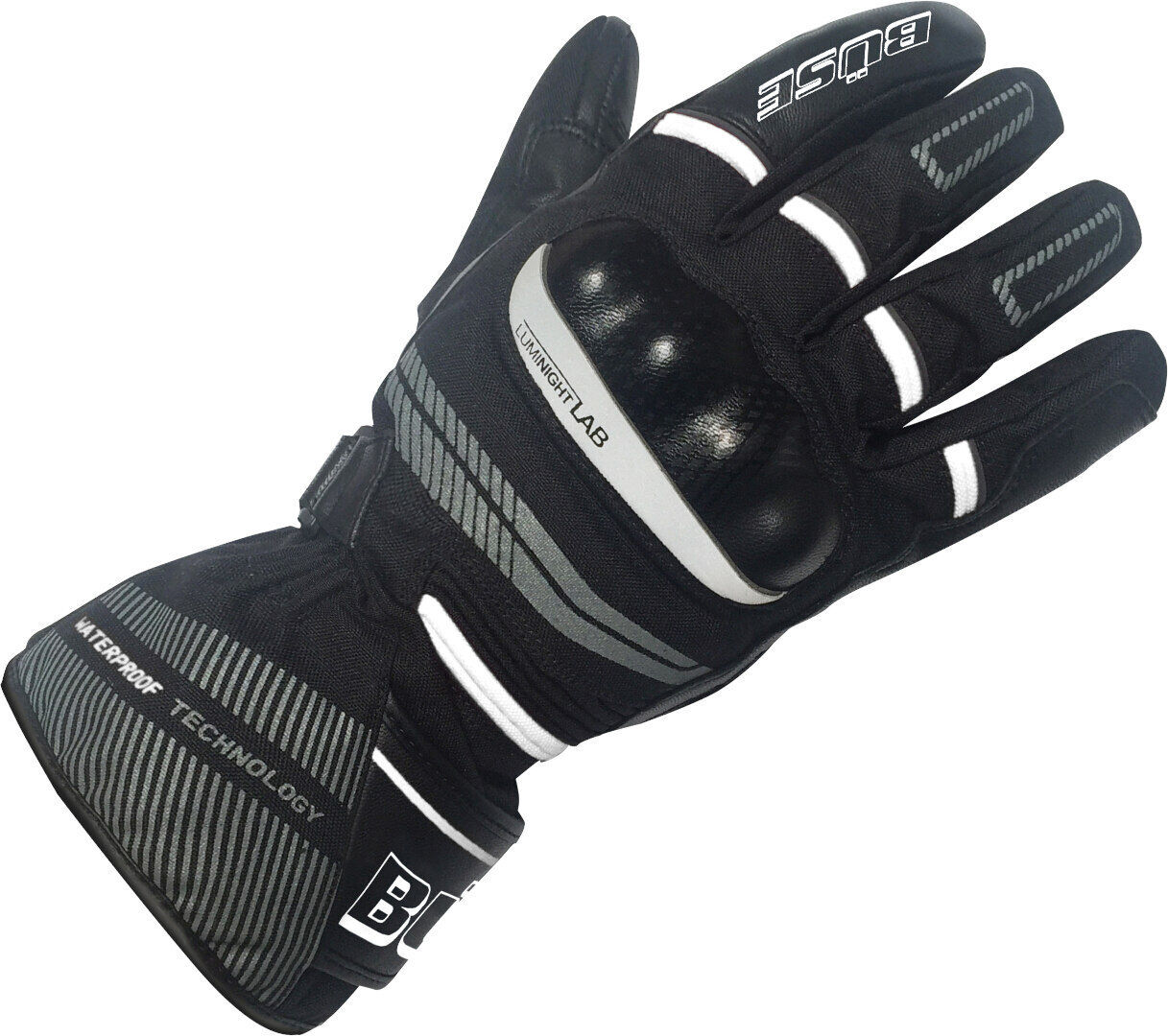 Büse Brandon Guantes de motocicleta impermeables - Negro Blanco (2XL)