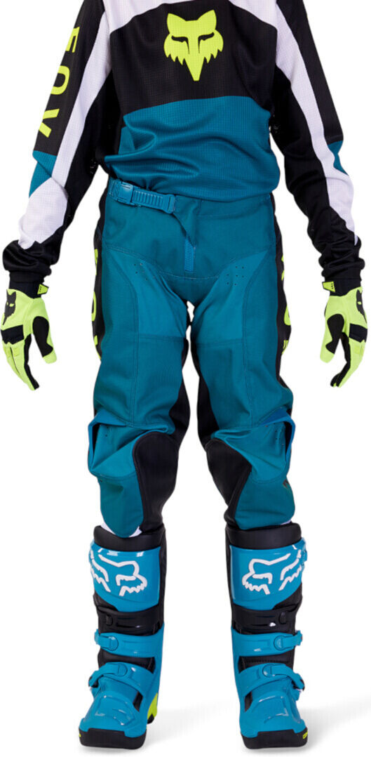 Fox 180 Nitro Pantalones Juveniles de Motocross - Negro Blanco Verde Azul (28)