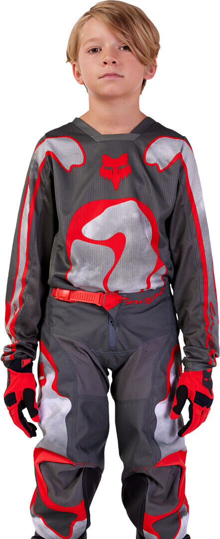 Fox 180 Atlas Pantalones Juveniles de Motocross - Gris Rojo (24)